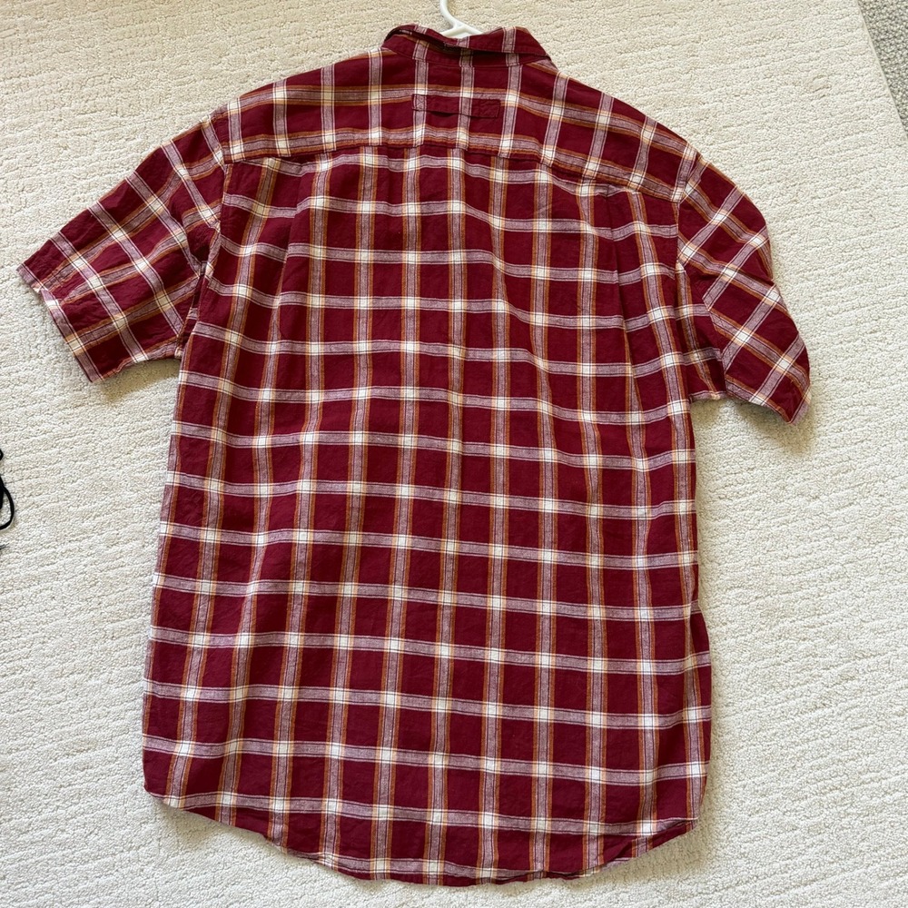 Duluth Trading Co Mens Large Red Plaid Hemp Organic Cotton Short Sleeve Shirt - Picture 9 of 10